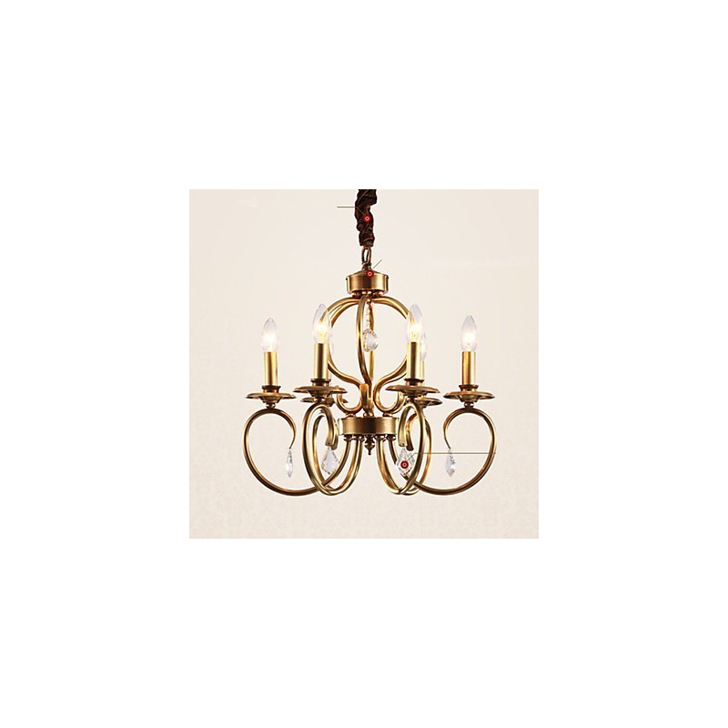 Lampadario a sospensione mini classico tradizionale in metallo finitura ottone