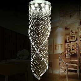 Lampadario a sospensione in cristallo K9 trasparente con finitura argento, GU10