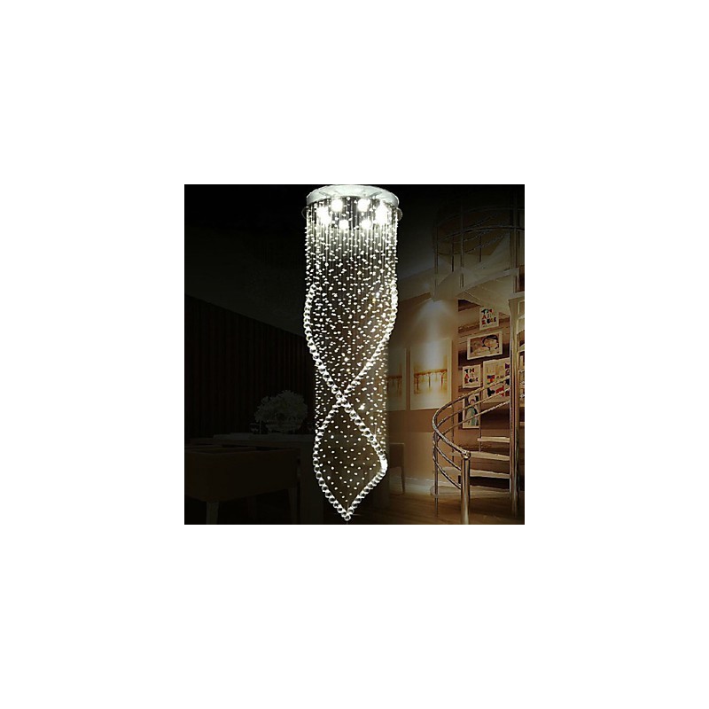 Lampadario a sospensione in cristallo K9 trasparente con finitura argento, GU10