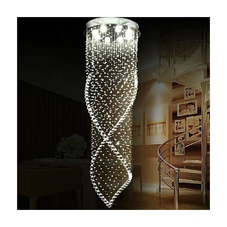 Lampadario a sospensione in cristallo K9 trasparente con finitura argento, GU10