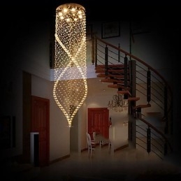 Lampadario a sospensione in cristallo K9 trasparente con finitura argento, GU10