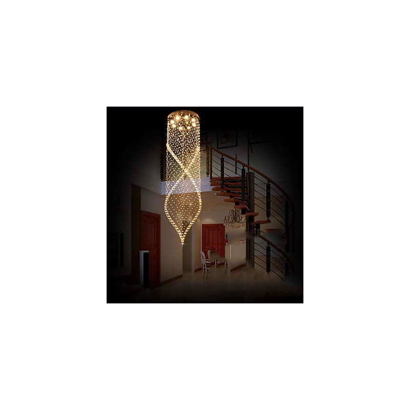 Lampadario a sospensione in cristallo K9 trasparente con finitura argento, GU10
