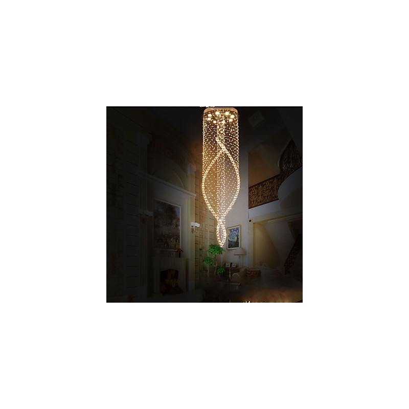 Lampadario a sospensione in cristallo K9 trasparente con finitura argento, GU10
