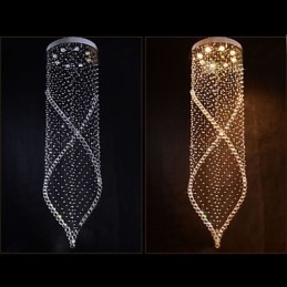Lampadario a sospensione in cristallo K9 trasparente con finitura argento, GU10