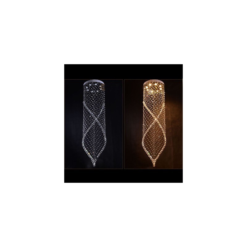 Lampadario a sospensione in cristallo K9 trasparente con finitura argento, GU10
