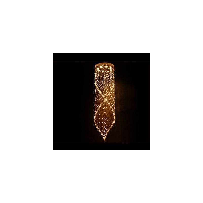 Lampadario a sospensione in cristallo K9 trasparente con finitura argento, GU10