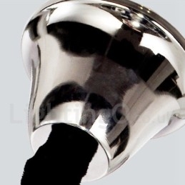 Lampadario in metallo cromato a 1 livello con cristalli, paralume in tessuto