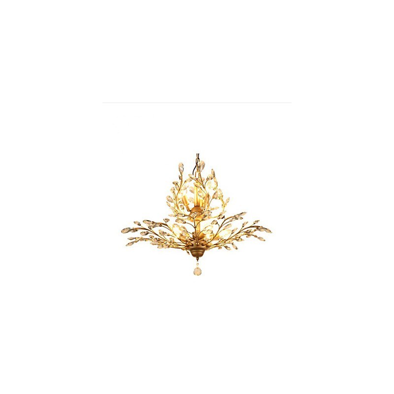 Lampadario retrò mediterraneo con ventosa, 1 livello, metallo oro e nero, 3 lampadine E12/E14