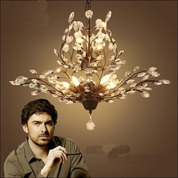 Lampadario retrò mediterraneo con ventosa, 1 livello, metallo oro e nero, 3 lampadine E12/E14