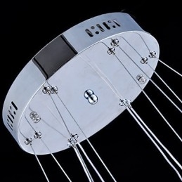 Lampada a sospensione in cristallo con 4 anelli LED integrato argento