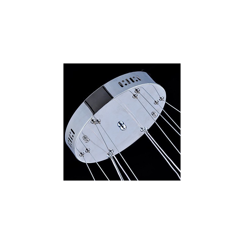 Lampada a sospensione in cristallo con 4 anelli LED integrato argento