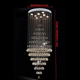 Lampadario moderno in cristallo con 8 lampadine H180 cm