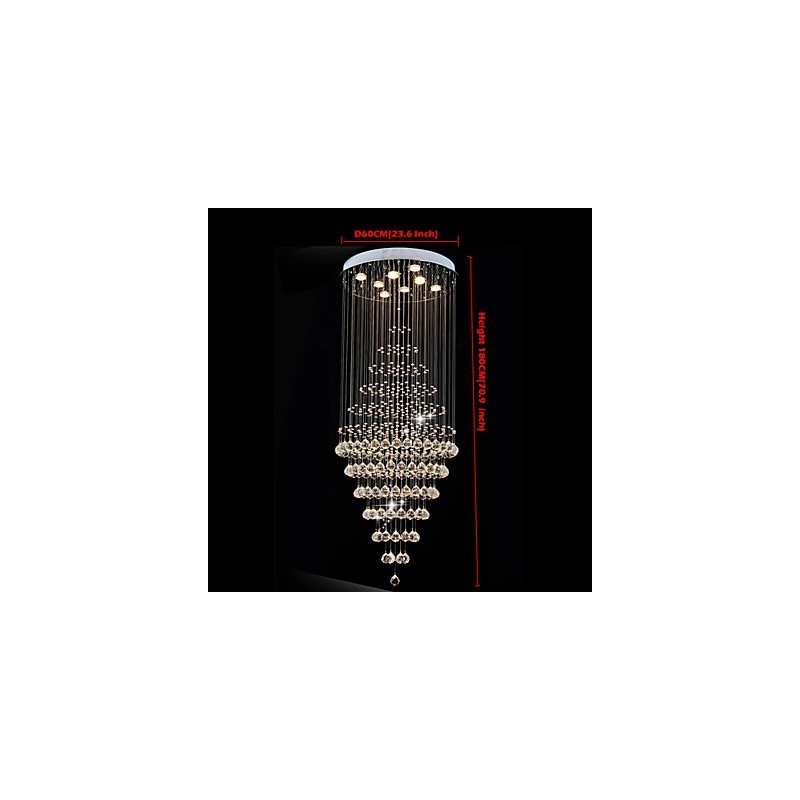 Lampadario moderno in cristallo con 8 lampadine H180 cm