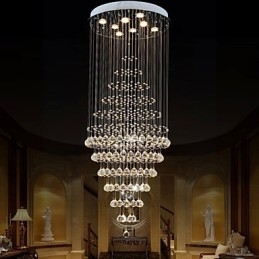Lampadario moderno in cristallo con 8 lampadine H180 cm
