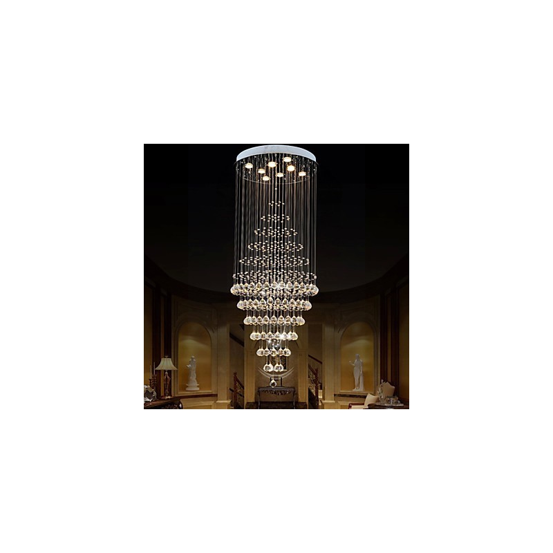 Lampadario moderno in cristallo con 8 lampadine H180 cm