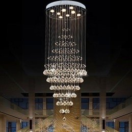 Lampadario moderno in cristallo con 8 lampadine H180 cm