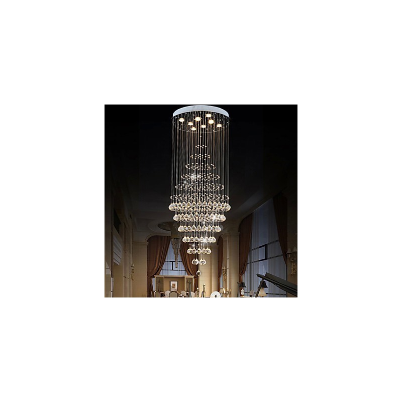 Lampadario moderno in cristallo con 8 lampadine H180 cm