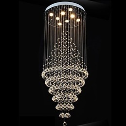 Lampadario moderno in cristallo con 8 lampadine H180 cm