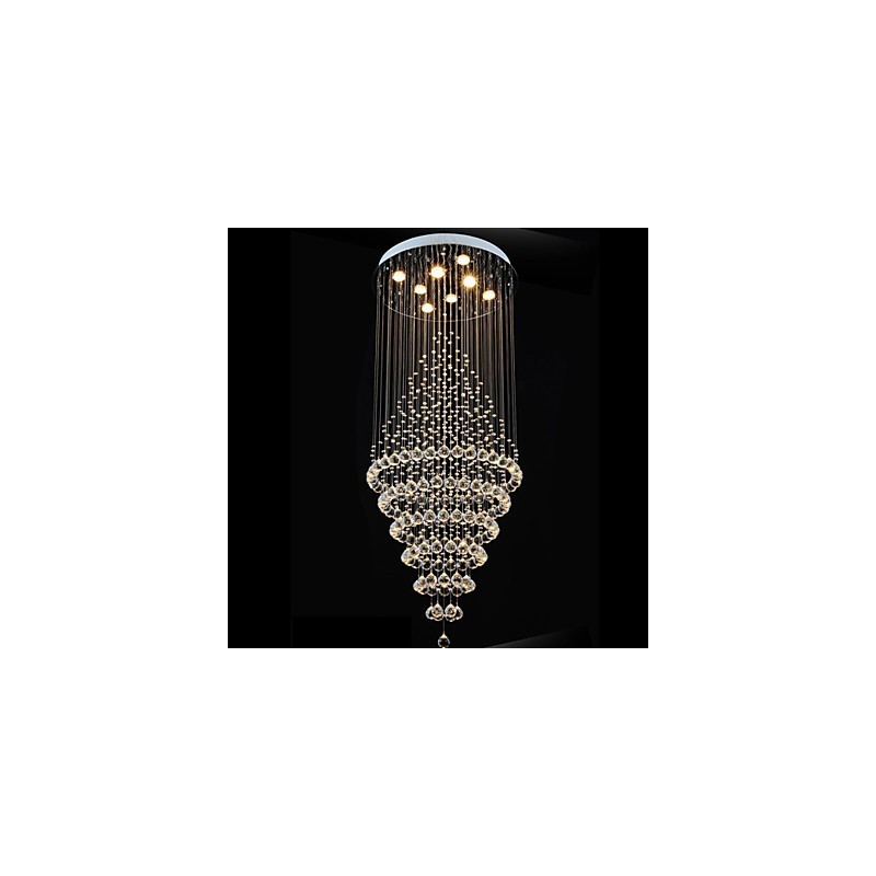 Lampadario moderno in cristallo con 8 lampadine H180 cm