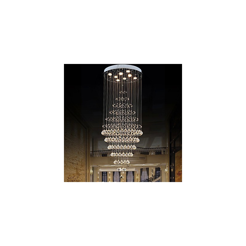 Lampadario moderno in cristallo con 8 lampadine H180 cm