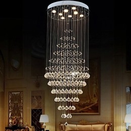 Lampadario moderno in cristallo con 8 lampadine H180 cm