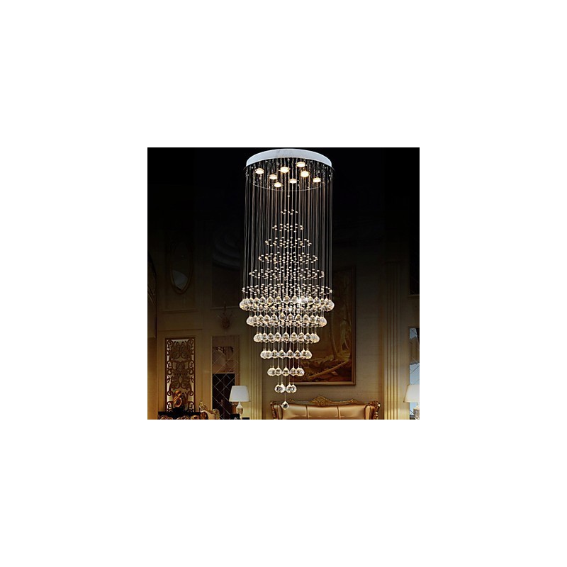 Lampadario moderno in cristallo con 8 lampadine H180 cm