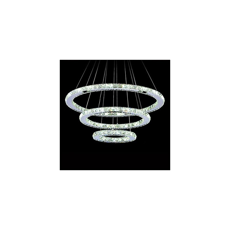 Lampada a sospensione in cristallo e metallo elettroplaccato, 3 livelli, LED integrato