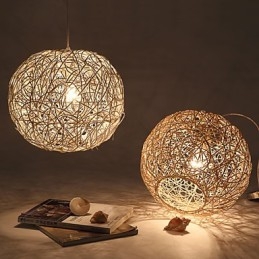 Lampada a sospensione artistica Cany a goccia in legno e metallo, 3 luci E26/E27