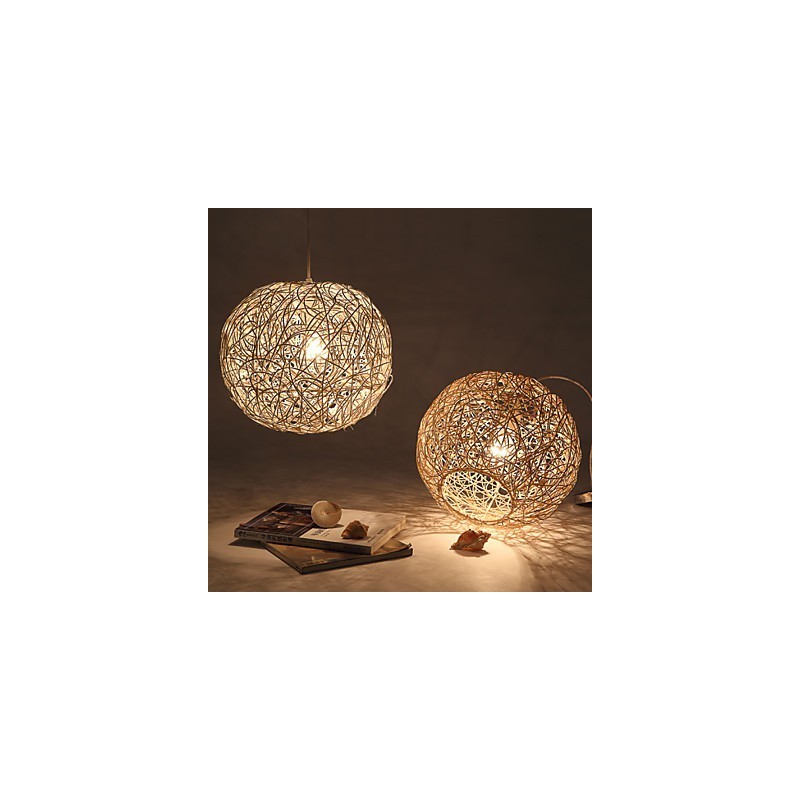 Lampada a sospensione artistica Cany a goccia in legno e metallo, 3 luci E26/E27