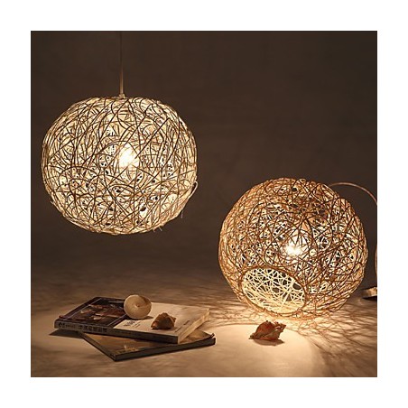 Lampada a sospensione artistica Cany a goccia in legno e metallo, 3 luci E26/E27