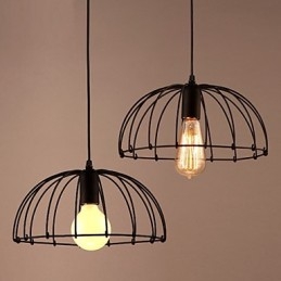 Lampada a sospensione retrò in metallo nero
