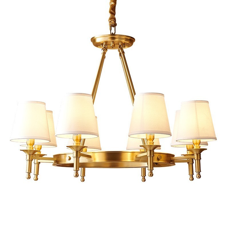 Lampadario rotondo in ottone puro classico tradizionale