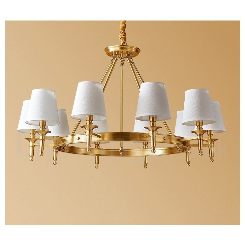 Lampadario rotondo in ottone puro classico tradizionale