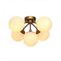 Lampadario mini Golden Beans in metallo bianco e trasparente 5 luci E26/E27