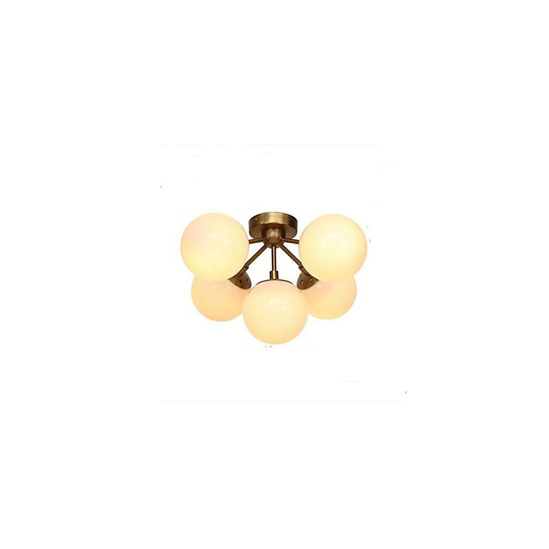 Lampadario mini Golden Beans in metallo bianco e trasparente 5 luci E26/E27