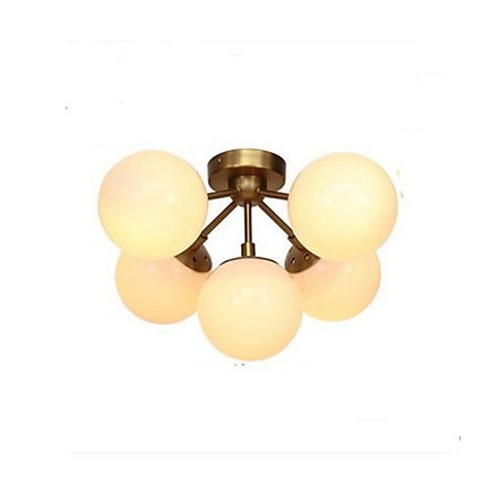 Lampadario mini Golden Beans in metallo bianco e trasparente 5 luci E26/E27