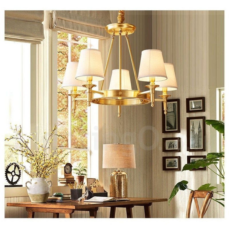 Lampadario rotondo in ottone puro classico tradizionale