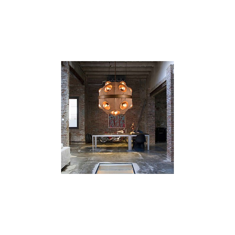 Lampadario a sospensione in metallo dorato stile country vintage 3 luci E12/E14