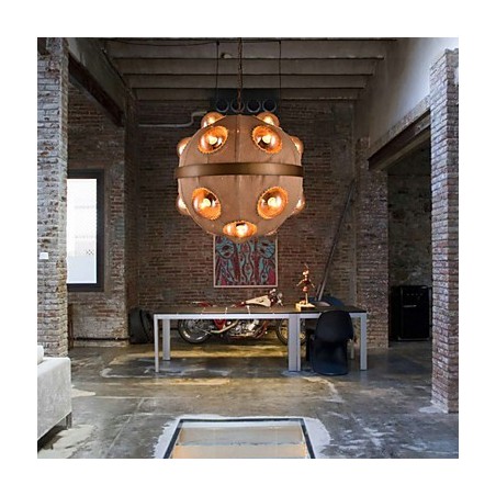 Lampadario a sospensione in metallo dorato stile country vintage 3 luci E12/E14