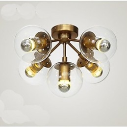 Lampadario mini Golden Beans in metallo bianco e trasparente 5 luci E26/E27
