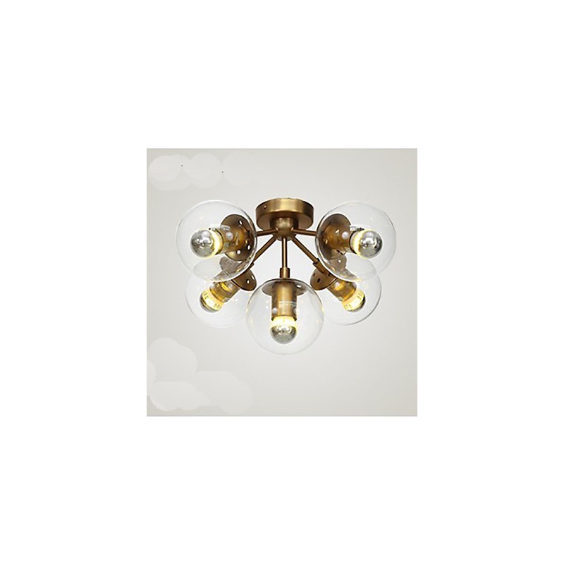 Lampadario mini Golden Beans in metallo bianco e trasparente 5 luci E26/E27