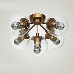 Lampadario mini Golden Beans in metallo bianco e trasparente 5 luci E26/E27