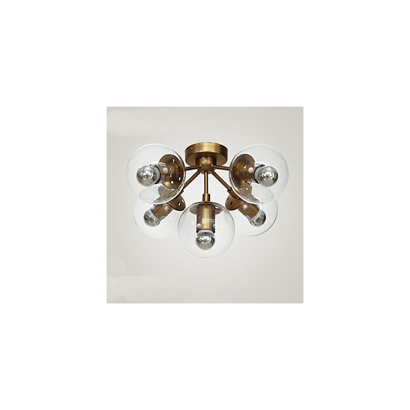 Lampadario mini Golden Beans in metallo bianco e trasparente 5 luci E26/E27