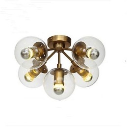 Lampadario mini Golden Beans in metallo bianco e trasparente 5 luci E26/E27