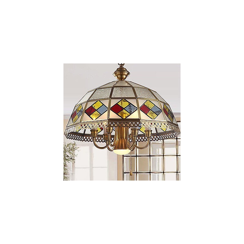 Lampada a sospensione mini in cristallo stile tradizionale/classico finitura ottone