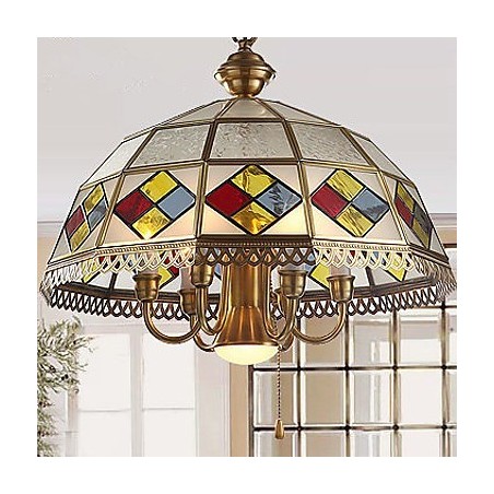 Lampada a sospensione mini in cristallo stile tradizionale/classico finitura ottone