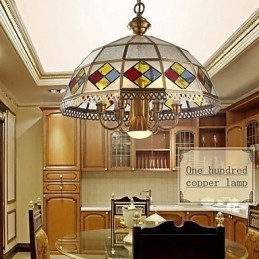 Lampada a sospensione mini in cristallo stile tradizionale/classico finitura ottone