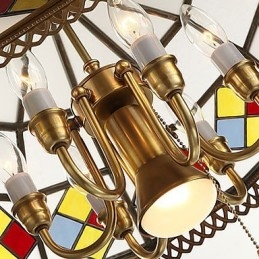 Lampada a sospensione mini in cristallo stile tradizionale/classico finitura ottone