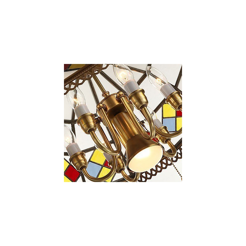 Lampada a sospensione mini in cristallo stile tradizionale/classico finitura ottone