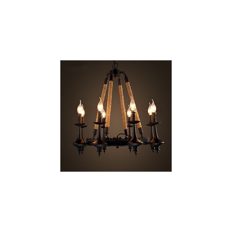 Lampada a sospensione classica tradizionale mini in metallo giallo 8 lampadine E26/E27